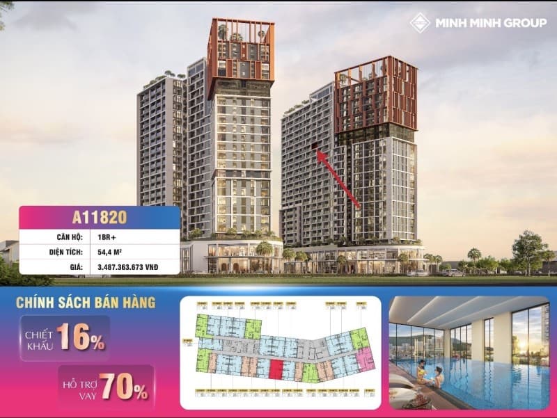 Căn hộ 54.4m² A1.1802 SUN CORA TOWER, Cẩm Lệ — mặt tiền đường lớn, tiềm năng tăng giá, có dòng tiền, hồ bơi